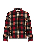 Schott Wool Plaid Station Jacket in Red, view 1, click to view large image.