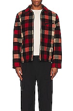 Schott Wool Plaid Station Jacket in Red, view 4, click to view large image.