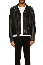 Schott Vintage Fit Moto Jacket in Black, view 3, click to view large image.