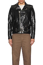 Schott NYC Cowhide Moto Jacket in Black, view 3, click to view large image.