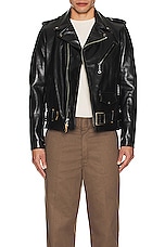 Schott NYC Cowhide Moto Jacket in Black, view 4, click to view large image.
