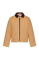 Schott Union Canvas Down Filled Jacket in Khaki, view 1, click to view large image.