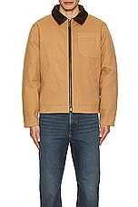 Schott Union Canvas Down Filled Jacket in Khaki, view 3, click to view large image.