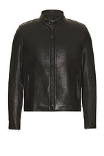 Schott Vegetable Tanned Lambskin Cafe Racer Jacket in Black, view 1, click to view large image.