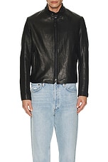 Schott Vegetable Tanned Lambskin Cafe Racer Jacket in Black, view 3, click to view large image.