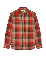 Schott Plaid Cotton Flannel Shirt in Orange, view 1, click to view large image.