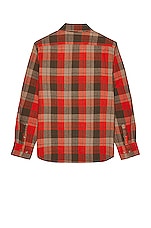 Schott Plaid Cotton Flannel Shirt in Orange, view 2, click to view large image.