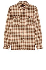 Schott NYC Plaid Cpo Shirt in Tan, view 1, click to view large image.