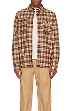 Schott NYC Plaid Cpo Shirt in Tan, view 3, click to view large image.