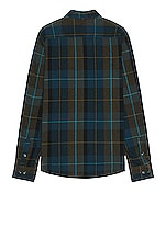 Schott Plaid Cotton Flannel Shirt in Blue Green, view 2, click to view large image.