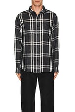 Schott Double Weave Plaid Work Shirt in Black, view 3, click to view large image.