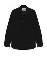 Schott Pinwale Button Up Shirt in Black, view 1, click to view large image.