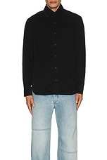 Schott Pinwale Button Up Shirt in Black, view 3, click to view large image.