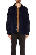 Schott CPO Wool Shirt in Blue, view 3, click to view large image.