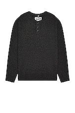 Schott Button Henley Sweater in Black, view 1, click to view large image.