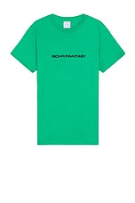 SCI-FI FANTASY Textured Logo Tee in Green, view 1, click to view large image.