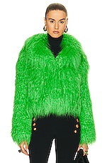 STAND STUDIO Janet Faux Fur Jacket in Peridot Green, view 1, click to view large image.