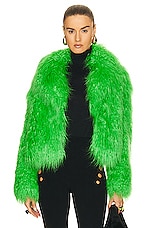 STAND STUDIO Janet Faux Fur Jacket in Peridot Green, view 2, click to view large image.