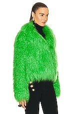 STAND STUDIO Janet Faux Fur Jacket in Peridot Green, view 3, click to view large image.