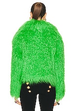 STAND STUDIO Janet Faux Fur Jacket in Peridot Green, view 4, click to view large image.