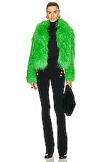 STAND STUDIO Janet Faux Fur Jacket in Peridot Green, view 5, click to view large image.