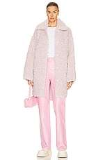 STAND STUDIO Gwen Faux Shearling Coat in Rose Sorbet, view 2, click to view large image.