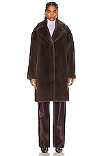STAND STUDIO Camille Cocoon Coat in Ebony Brown, view 2, click to view large image.