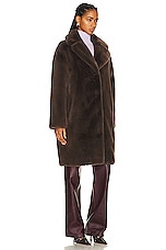 STAND STUDIO Camille Cocoon Coat in Ebony Brown, view 3, click to view large image.