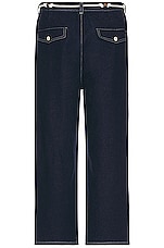 SIEDRES Straight Belted Jean in Dark Blue, view 2, click to view large image.