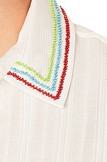 SIEDRES Beaded Collar Shirt in White, view 3, click to view large image.