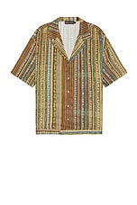 SIEDRES Cosmo Resort Collar Short Sleeve Shirt in Brown, view 1, click to view large image.