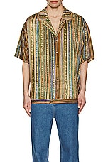 SIEDRES Cosmo Resort Collar Short Sleeve Shirt in Brown, view 4, click to view large image.