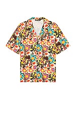 SIEDRES X Fwrd Mandarin Collar Short Sleeve Shirt in Multi, view 1, click to view large image.