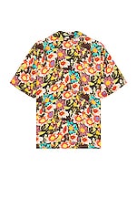 SIEDRES X Fwrd Mandarin Collar Short Sleeve Shirt in Multi, view 2, click to view large image.