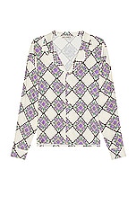 SIEDRES Henry Resort Collar Printed Long Sleeve Shirt in Multi, view 1, click to view large image.