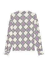 SIEDRES Henry Resort Collar Printed Long Sleeve Shirt in Multi, view 2, click to view large image.