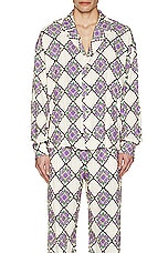 SIEDRES Henry Resort Collar Printed Long Sleeve Shirt in Multi, view 3, click to view large image.