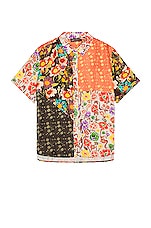 SIEDRES X Fwrd Printed Patchwork Short Sleeve Shirt in Multi, view 1, click to view large image.