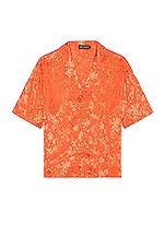 SIEDRES Resort Collar Jacquard Shirt in Orange, view 1, click to view large image.