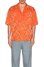 SIEDRES Resort Collar Jacquard Shirt in Orange, view 4, click to view large image.