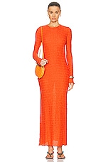 SIEDRES Lendi Open Back Textured Maxi Dress in Orange, view 2, click to view large image.