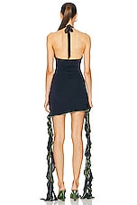 SIEDRES Lexa Ruffle Detail Draped Mini Dress in Navy, view 3, click to view large image.