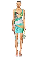 SIEDRES Seli Sun Ray Printed Asymmetric Dress in Multi, view 1, click to view large image.