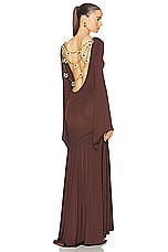 SIEDRES Alin Long Sleeve Maxi Dress in Brown, view 1, click to view large image.