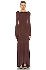 SIEDRES Alin Long Sleeve Maxi Dress in Brown, view 2, click to view large image.