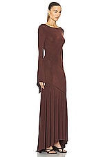 SIEDRES Alin Long Sleeve Maxi Dress in Brown, view 3, click to view large image.