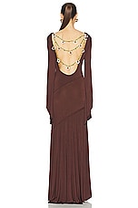 SIEDRES Alin Long Sleeve Maxi Dress in Brown, view 4, click to view large image.