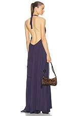 SIEDRES Welise Halter Neck Maxi Dress in Dark Purple, view 1, click to view large image.