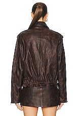 SIEDRES Carla Leather Bomber Jacket in Brown, view 4, click to view large image.