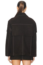 SIEDRES For FWRD Suede Fringe Jacket in Dark Brown, view 5, click to view large image.